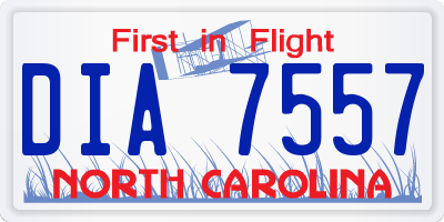 NC license plate DIA7557