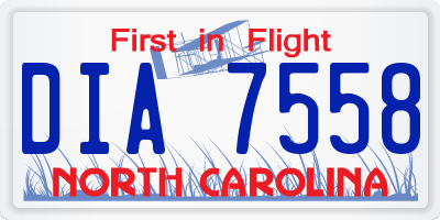 NC license plate DIA7558