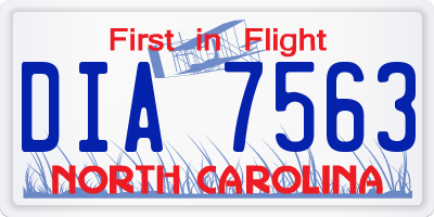 NC license plate DIA7563