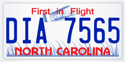 NC license plate DIA7565