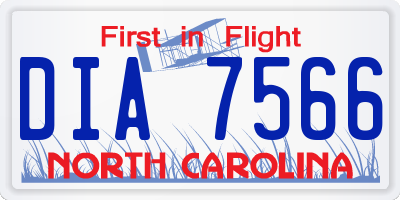 NC license plate DIA7566