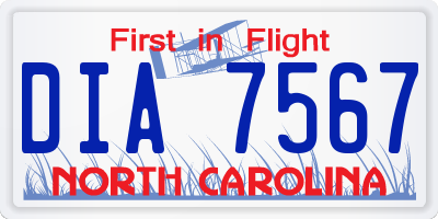 NC license plate DIA7567