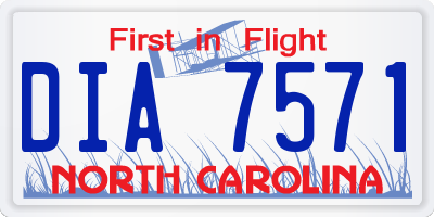 NC license plate DIA7571