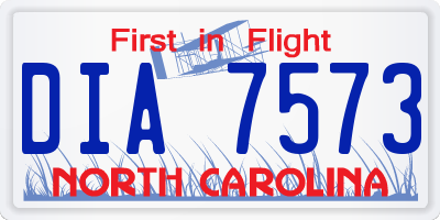 NC license plate DIA7573