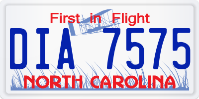 NC license plate DIA7575