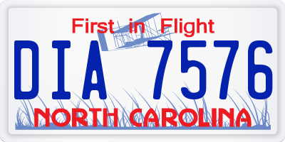 NC license plate DIA7576