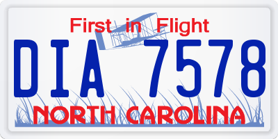 NC license plate DIA7578