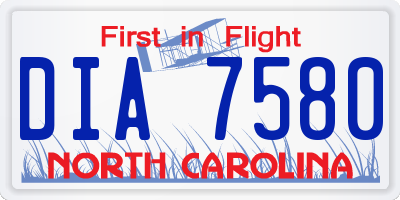 NC license plate DIA7580