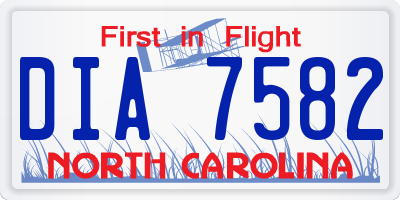 NC license plate DIA7582