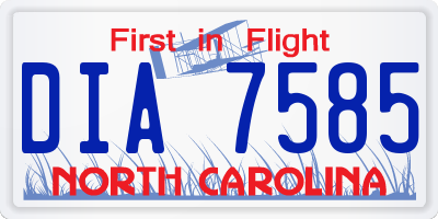 NC license plate DIA7585