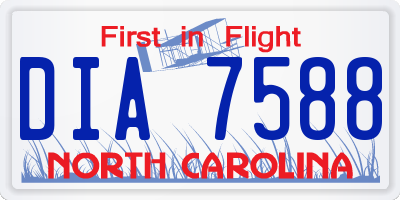 NC license plate DIA7588