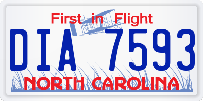 NC license plate DIA7593