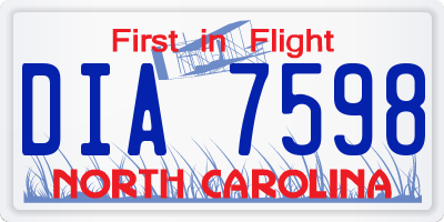 NC license plate DIA7598