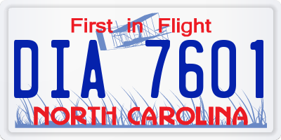 NC license plate DIA7601