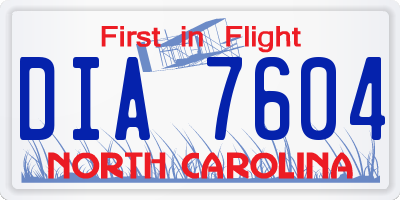 NC license plate DIA7604