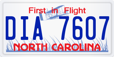 NC license plate DIA7607
