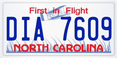 NC license plate DIA7609