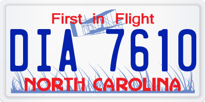 NC license plate DIA7610