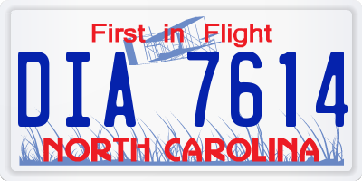 NC license plate DIA7614