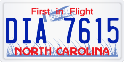 NC license plate DIA7615
