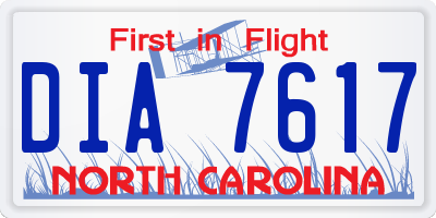 NC license plate DIA7617