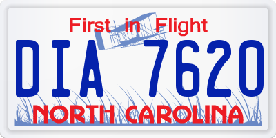 NC license plate DIA7620