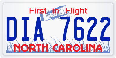 NC license plate DIA7622