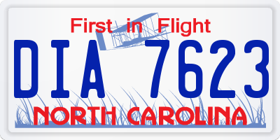 NC license plate DIA7623