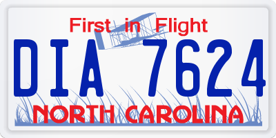 NC license plate DIA7624