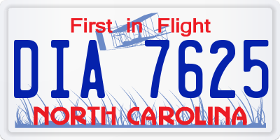 NC license plate DIA7625