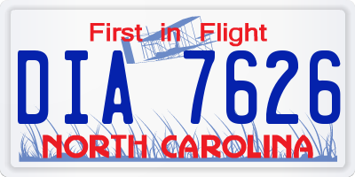 NC license plate DIA7626