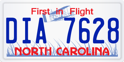 NC license plate DIA7628
