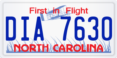 NC license plate DIA7630
