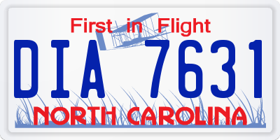 NC license plate DIA7631