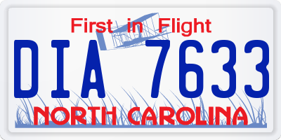 NC license plate DIA7633