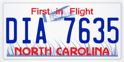 NC license plate DIA7635