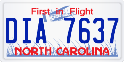 NC license plate DIA7637