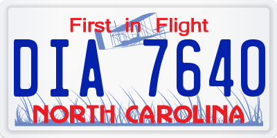 NC license plate DIA7640
