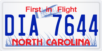 NC license plate DIA7644