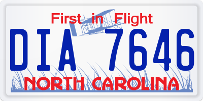 NC license plate DIA7646
