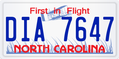 NC license plate DIA7647