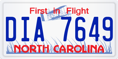 NC license plate DIA7649
