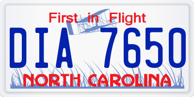 NC license plate DIA7650
