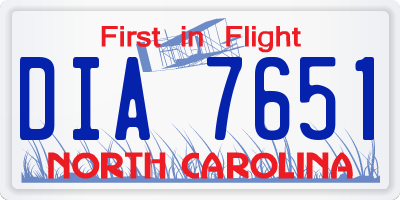 NC license plate DIA7651