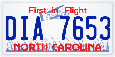 NC license plate DIA7653