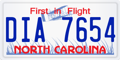 NC license plate DIA7654
