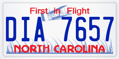 NC license plate DIA7657