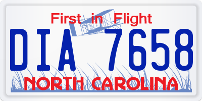 NC license plate DIA7658