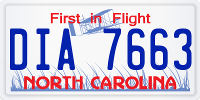 NC license plate DIA7663