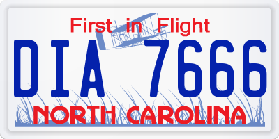 NC license plate DIA7666